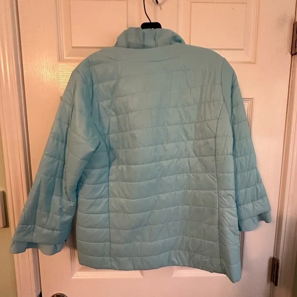 Patty Kim Quilted Blue Jacket with Gross-grain Ribbon Details - NWT